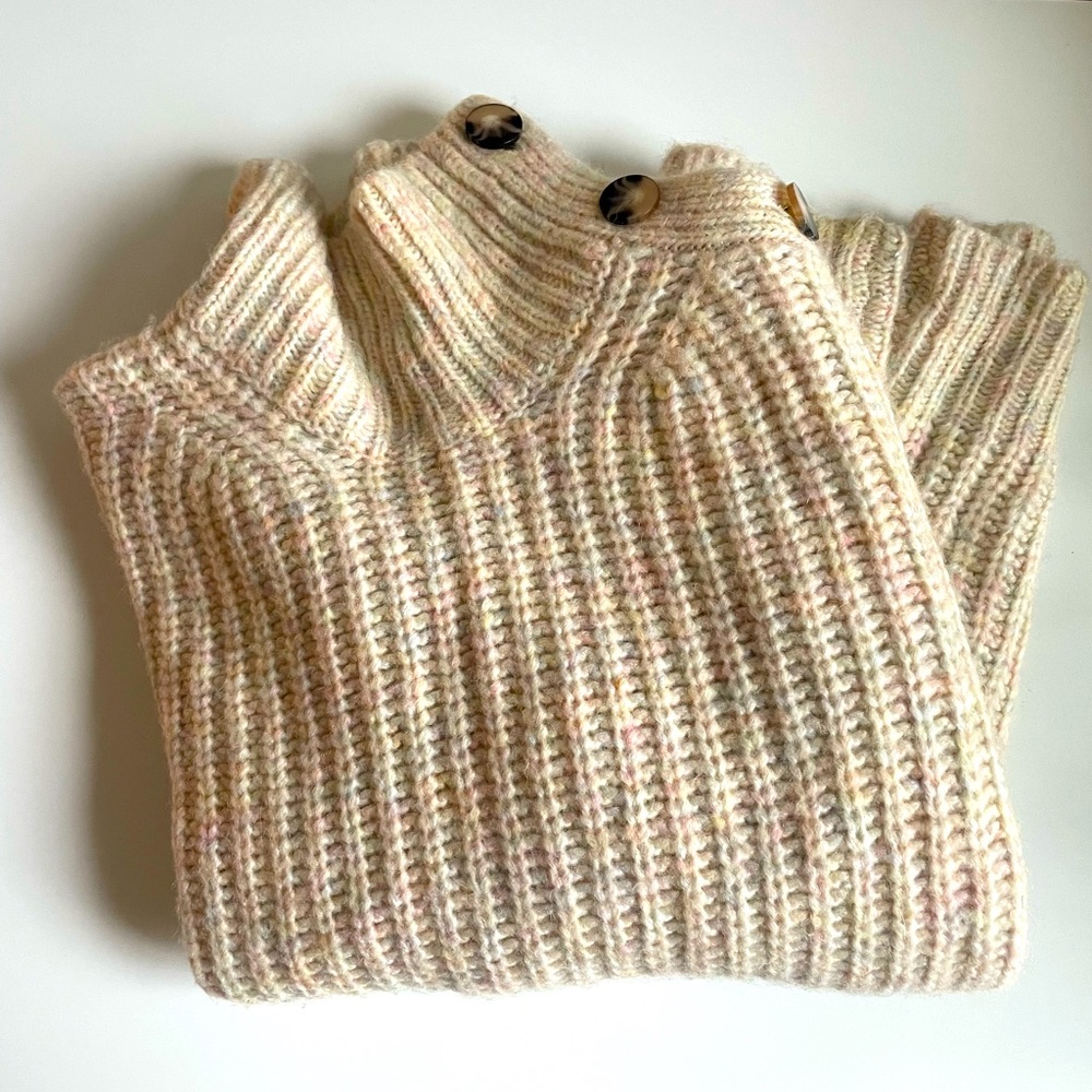 Oversized soft turtleneck sweater - jcrew - m - tan